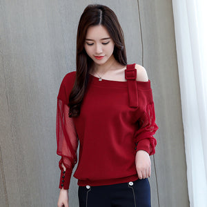 Autumn long sleeve sexy off blouse