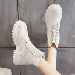 Spot Winter Solid Lace Up Women Shoes