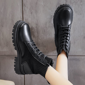 Spot Winter Solid Lace Up Women Shoes