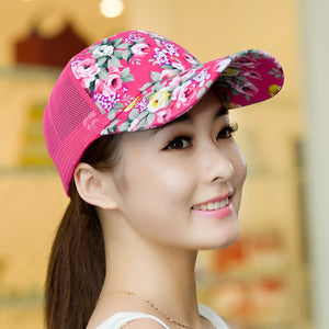 Unisex Women Men Floral Mesh Baseball Caps Sport Golf Breathable Snapback Hat