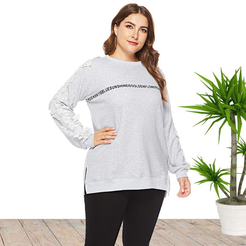 Round Neck Pullover Letter Print Long Sleeved Sweatshirt
