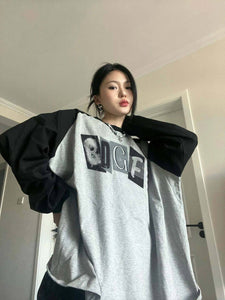 American-style Long-sleeved T-shirt Oversize Top