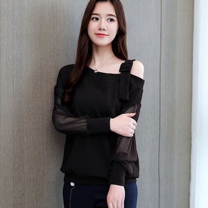 Autumn long sleeve sexy off blouse