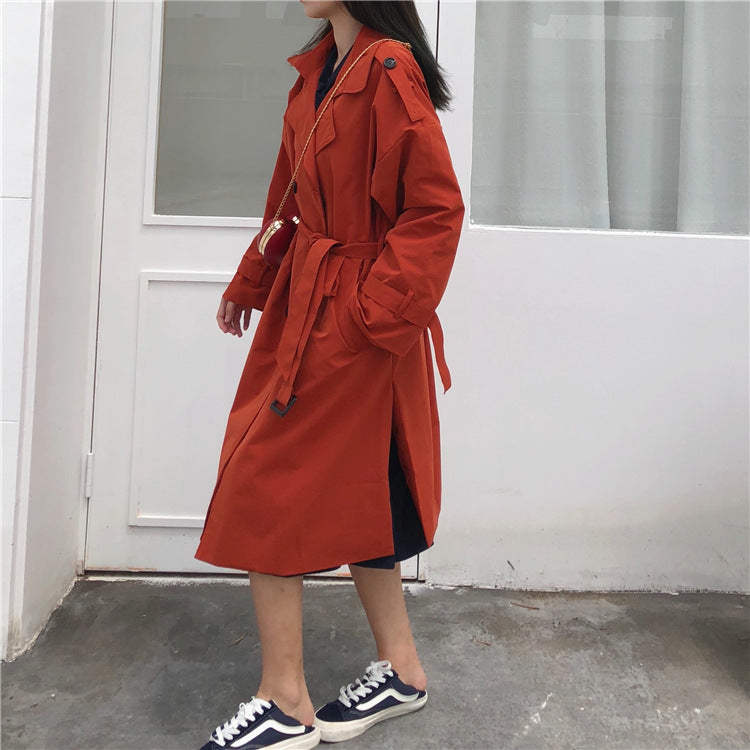 Lapel Double Breasted Trench Coat