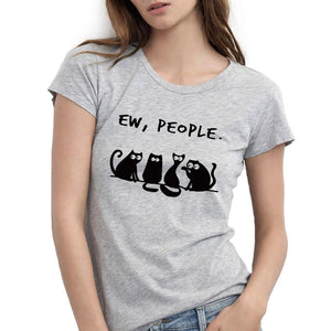 Four cats, European and American letters, street t-shirts