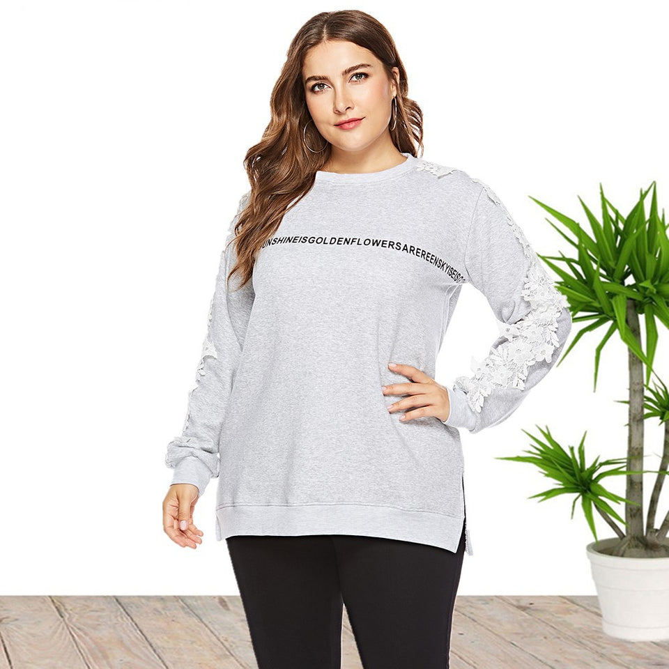 Round Neck Pullover Letter Print Long Sleeved Sweatshirt