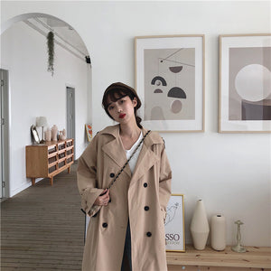 Lapel Double Breasted Trench Coat