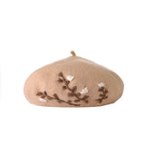 Floral Embroidered Bere Female Painter Hat