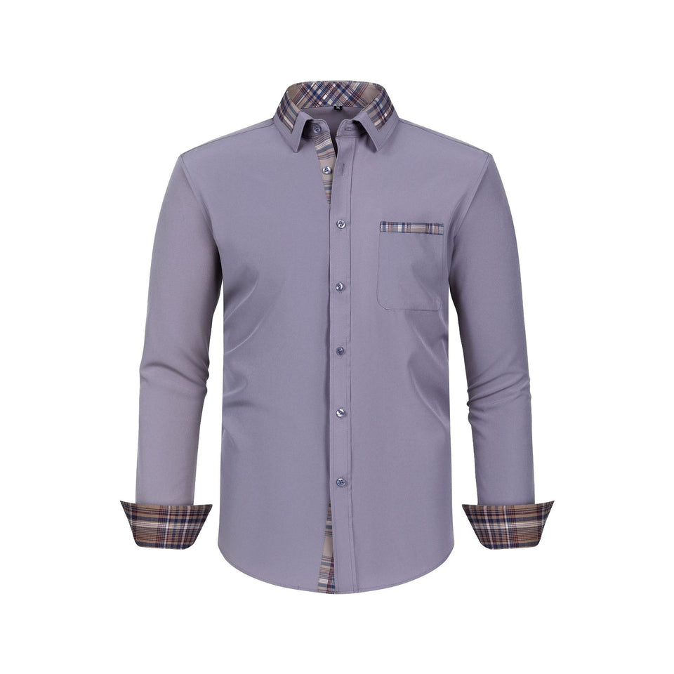 Color Matching Casual  Men's Long Sleeve Shirt