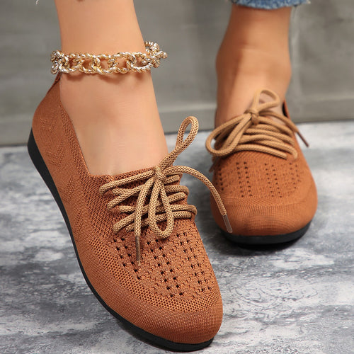Lace-up Flats Fashion Breathable  Mesh Shoes